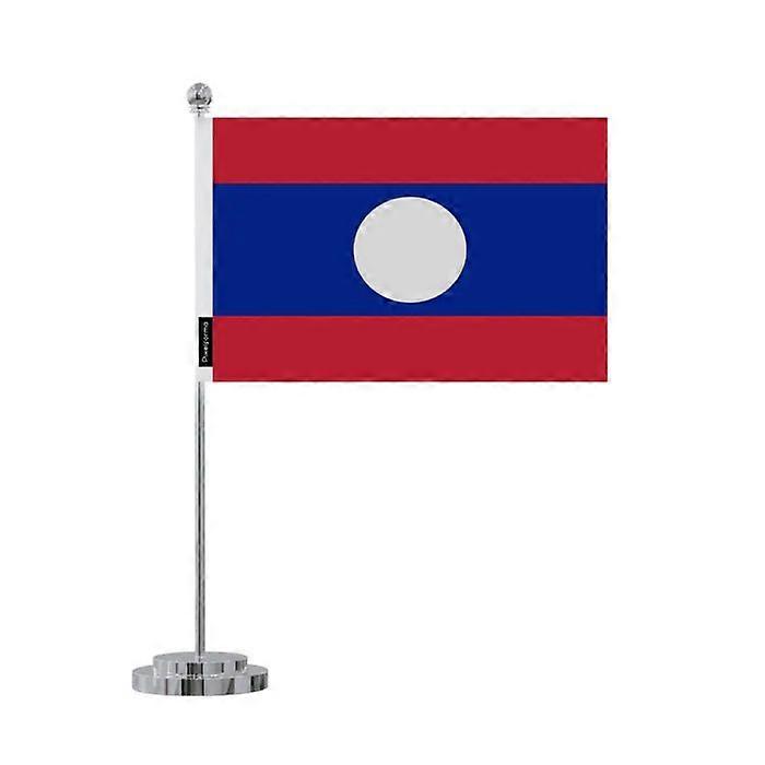 Flag desk of Laos – 14 x 21 cm – Polyester – Stainless Steel Base