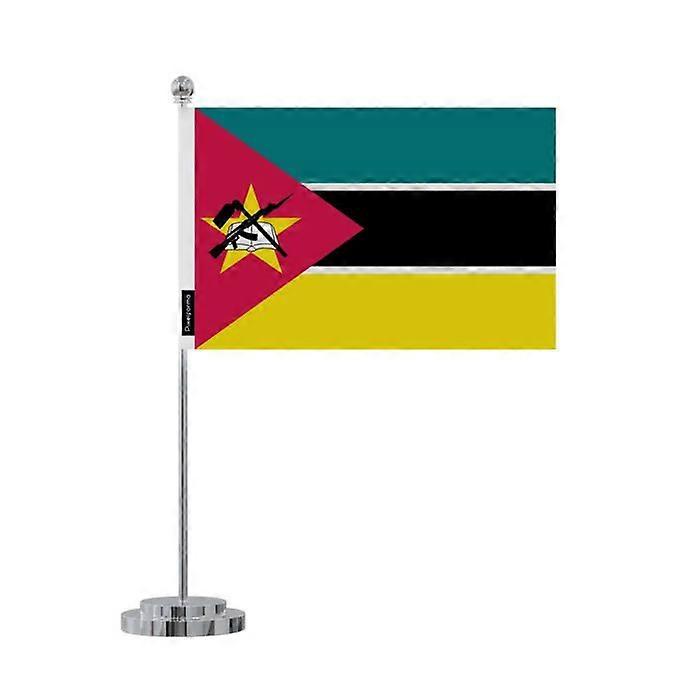 Flag desk of Mozambique – 14 x 21 cm – Polyester – Stainless Steel Base