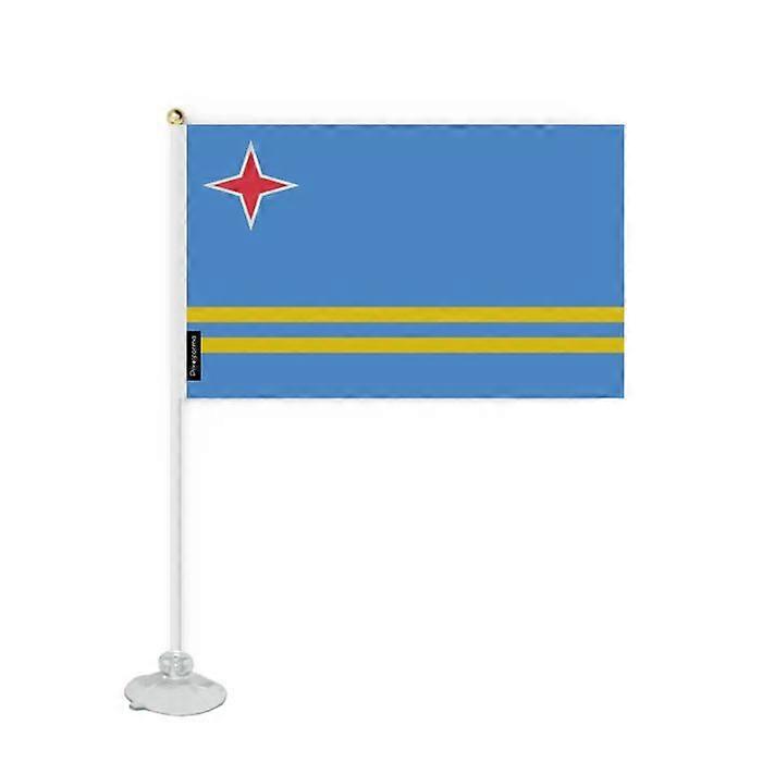 Flag - Aruba - Mini Suction Cup Flag - 14 x 21 cm - Polyester - Double-Sided Print
