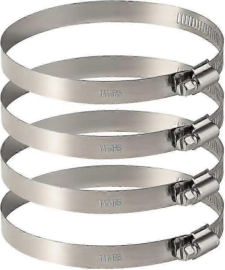 4 قطع 150 مم الفولاذ المقاوم للصدأ خرطوم قابل للتعديل المشبك لتثبيت أنابيب الخرطوم المرنة (141 مم -165 مم)