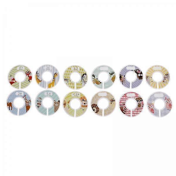 6x 유아용 옷장 허리 칸막이 - 12개 플라스틱 옷 사이즈 라벨 링,