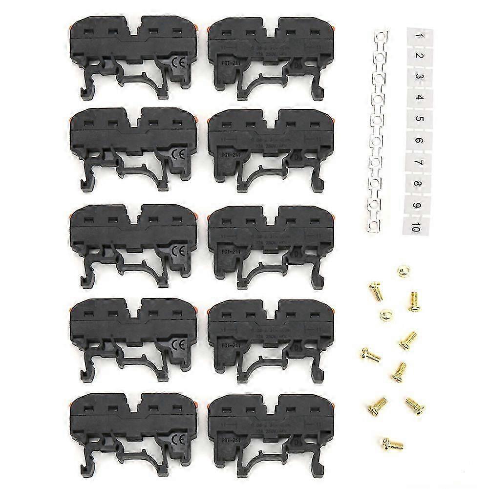 10PCS 11 ~ 28AWG PCT-211 Rail Type Universal Wire Connector Terminal Block with Hole(Black )