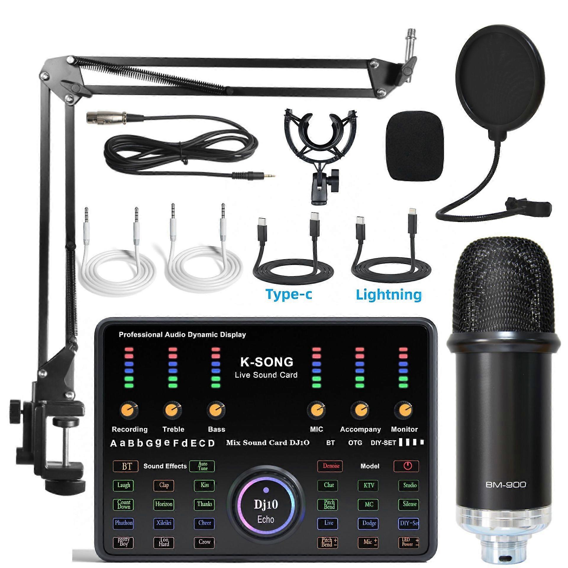Computer Recording Karaoke Microphone Microphone Live Broadcast Sound Card Set