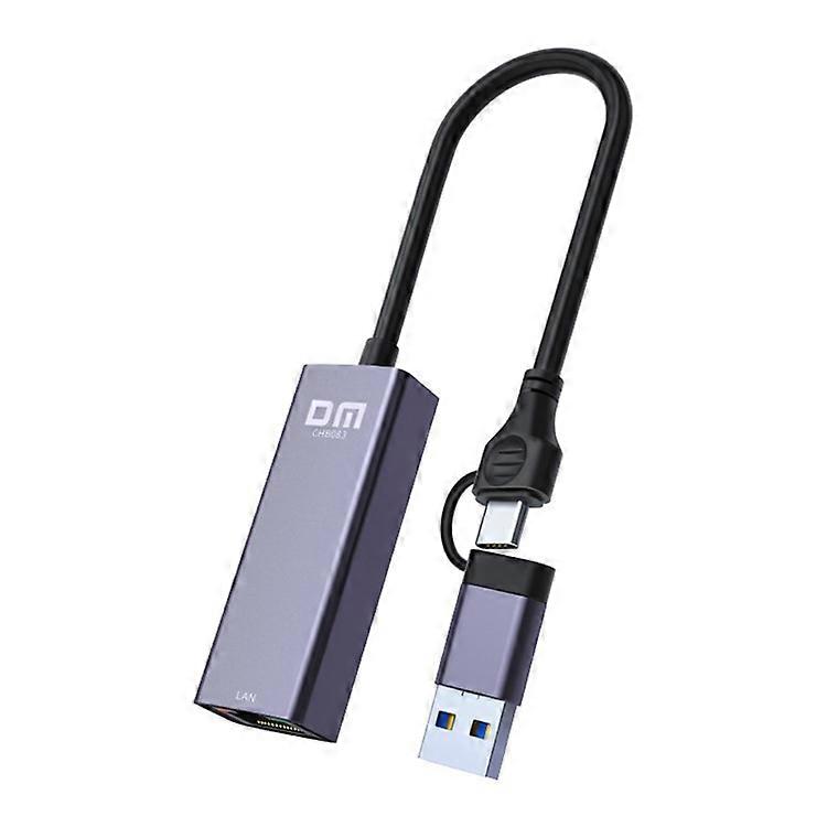 DM CHB083 Gigabit Ethernet Hub USB Type-C 2-in-1 Network Adapter 1000Mbps For Gaming Streaming Office