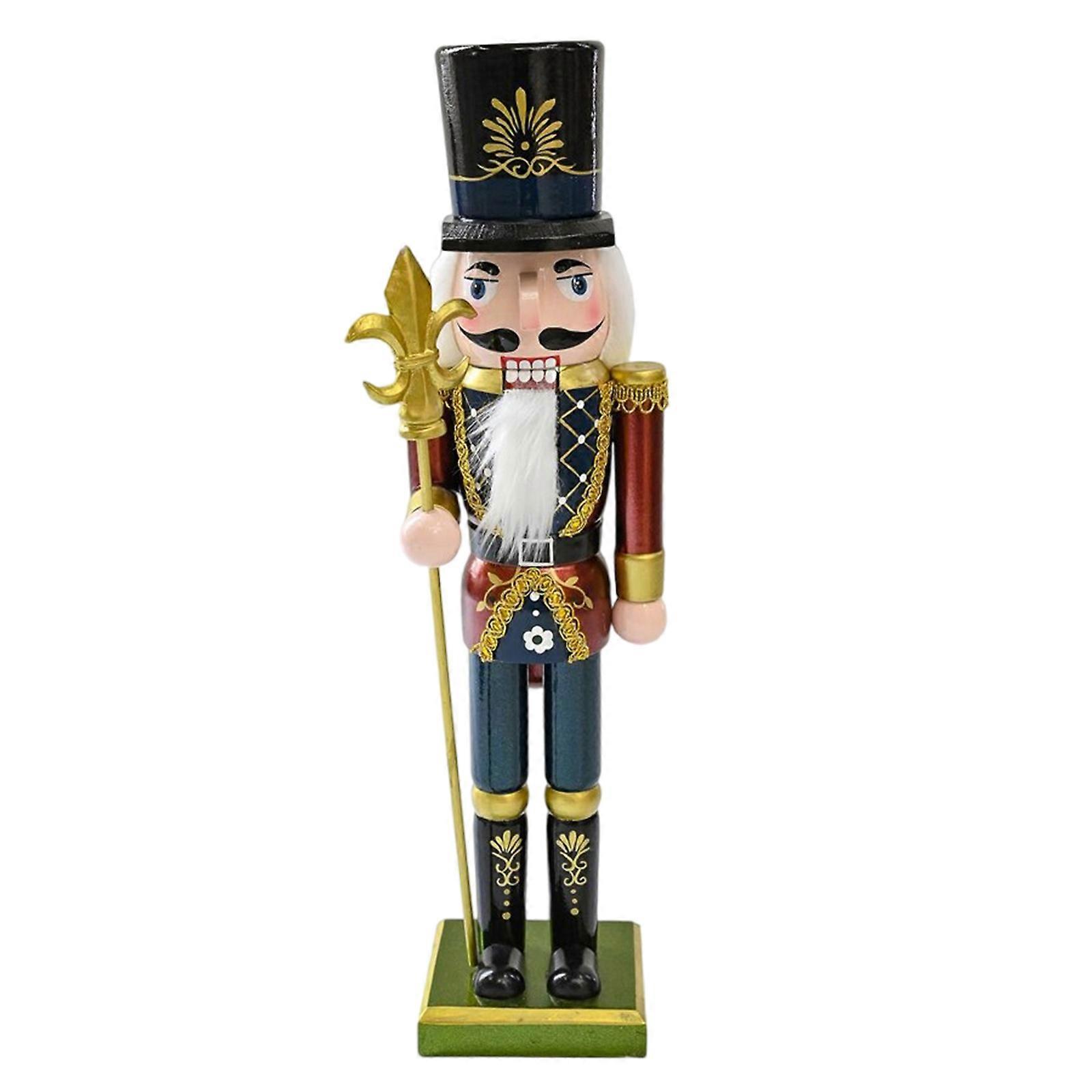 1Pcs 38cm Wood Nutcrackers Statue Artistic Tabletop Decoration for Nut Cracking and Display Stylish Desktop Ornament  Red