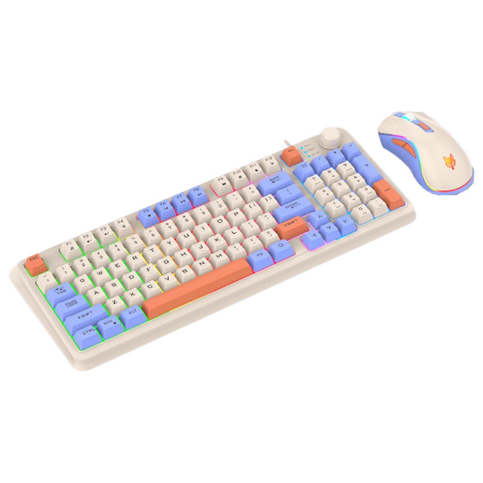 K820 USB Corded Gaming Keyboard and Mouse Kit RGB Colorful Lighting 94 Keys Minimalist Layout Keypad 3 Color Keycaps