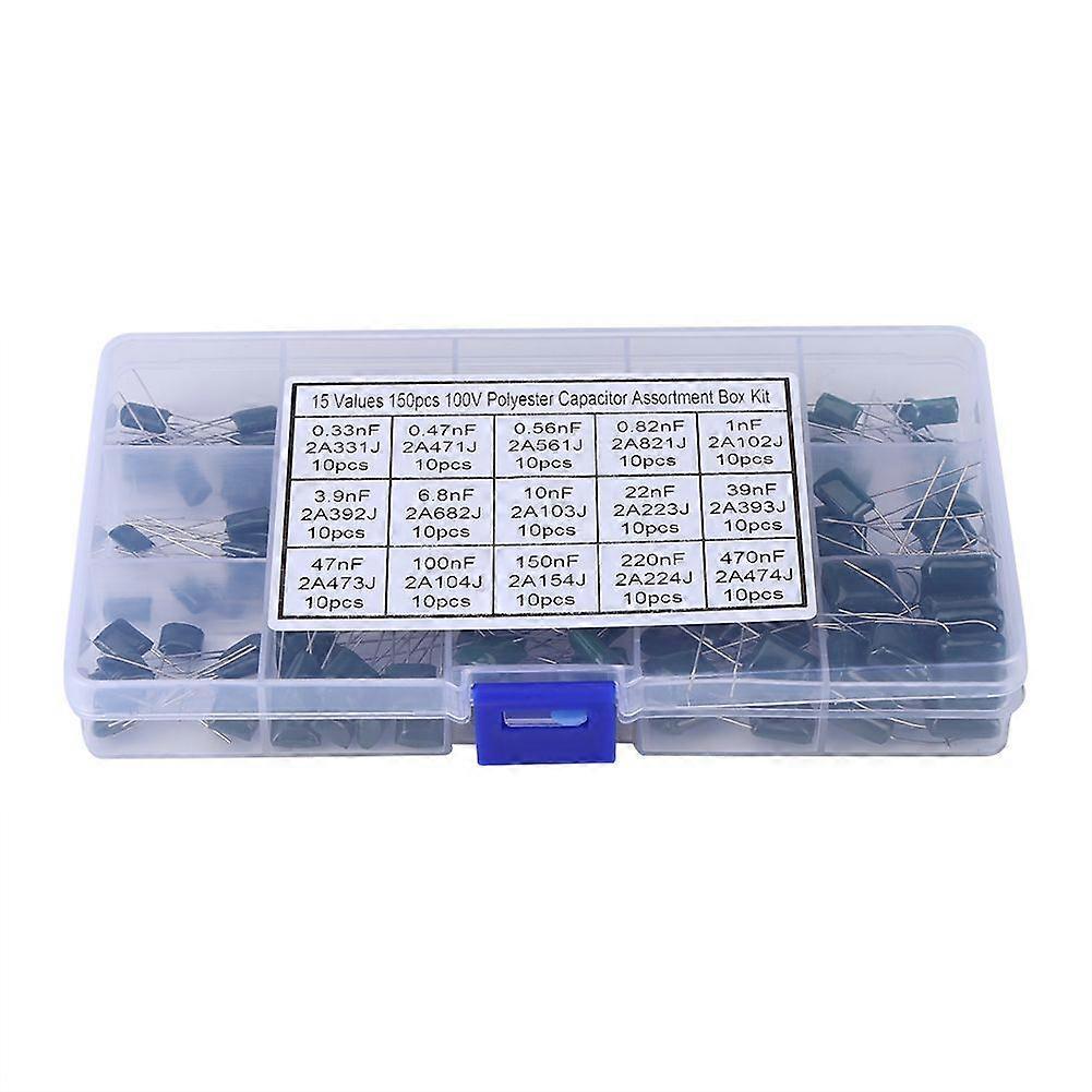 High quality  15 types of 150 pcs polyester capacitor box sets 0.33NF~470NF