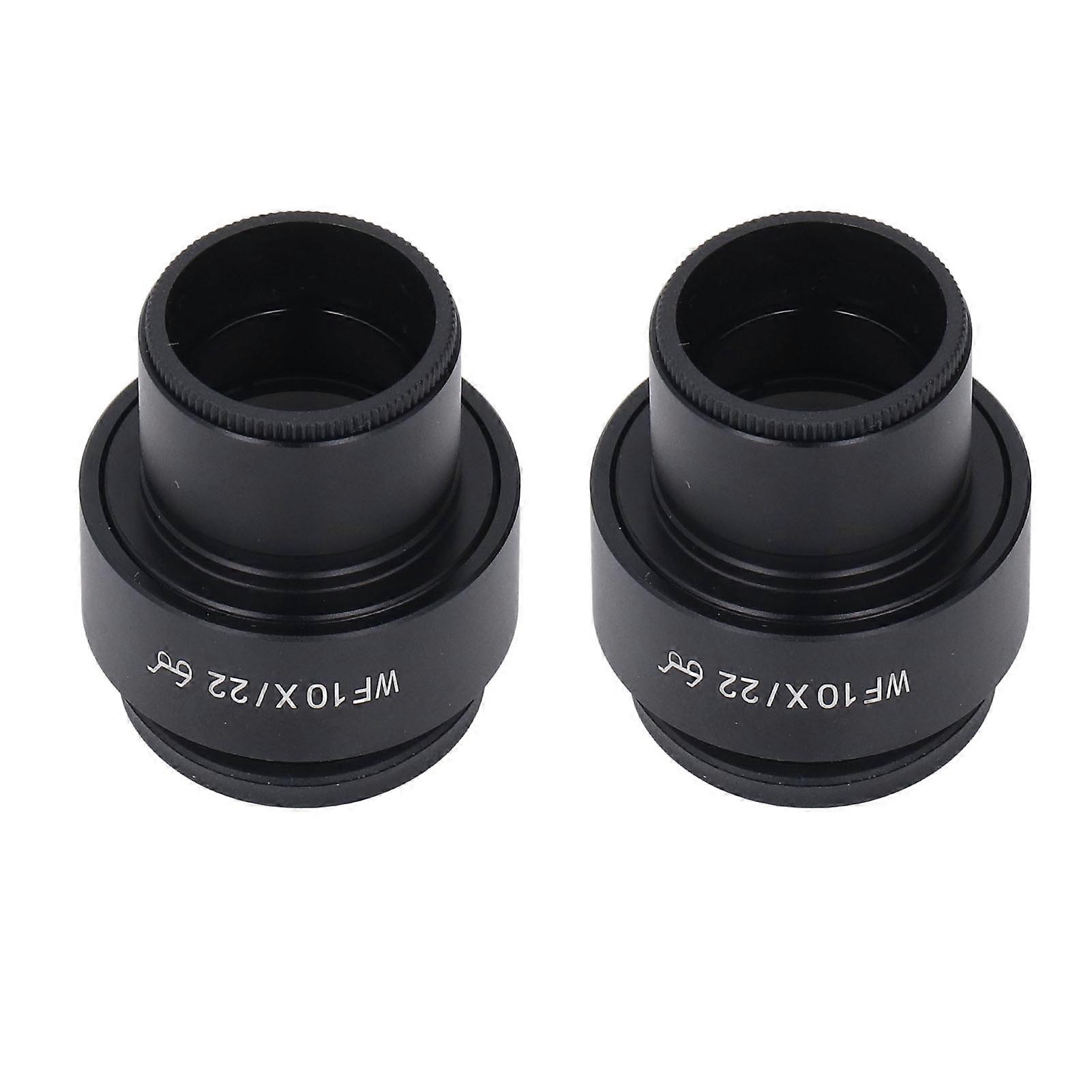 2PCS 10X Microscope Eyepieces 22mm High Eye Spot Wide Field Optical Lens Eyepiece Diopter Adjustment 30mm Mount