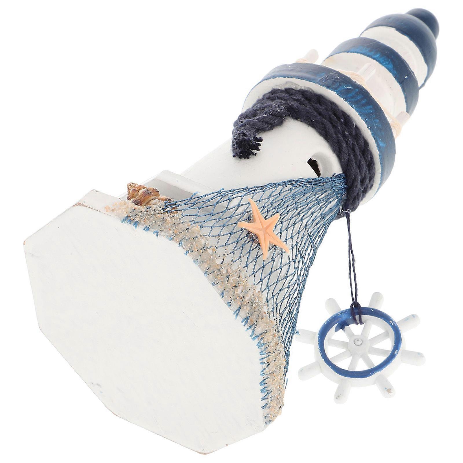 Desktop Small Lighthouse Decor, Pine Wood for Modern Coastal Settings