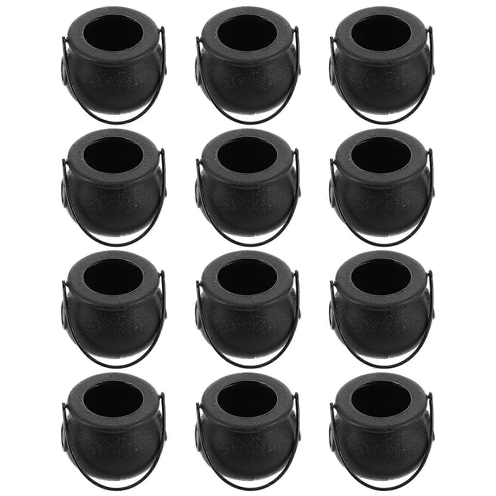 Here's a product description and some key details for the **"12pcs Halloween Candy Bucket, Small Witch Candy Holder, Black Plastic Cauldron For