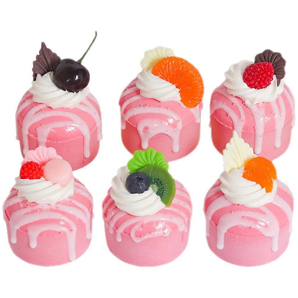 Fake Cake Ornaments Realistic Simulation Dessert Shop Materials Round Shape 6Pcs
