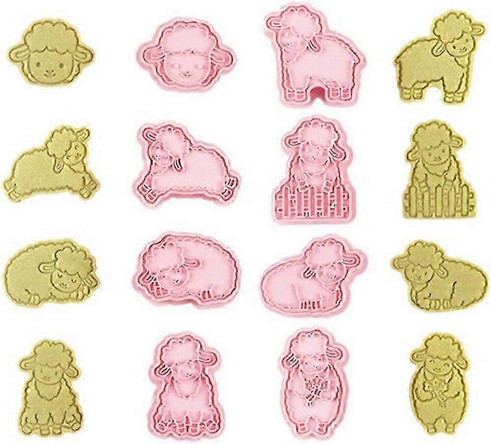 8pcs 3D Sheep Biscuit Mould Plastic Cake Cutter Eid Mubarak Baking Tool