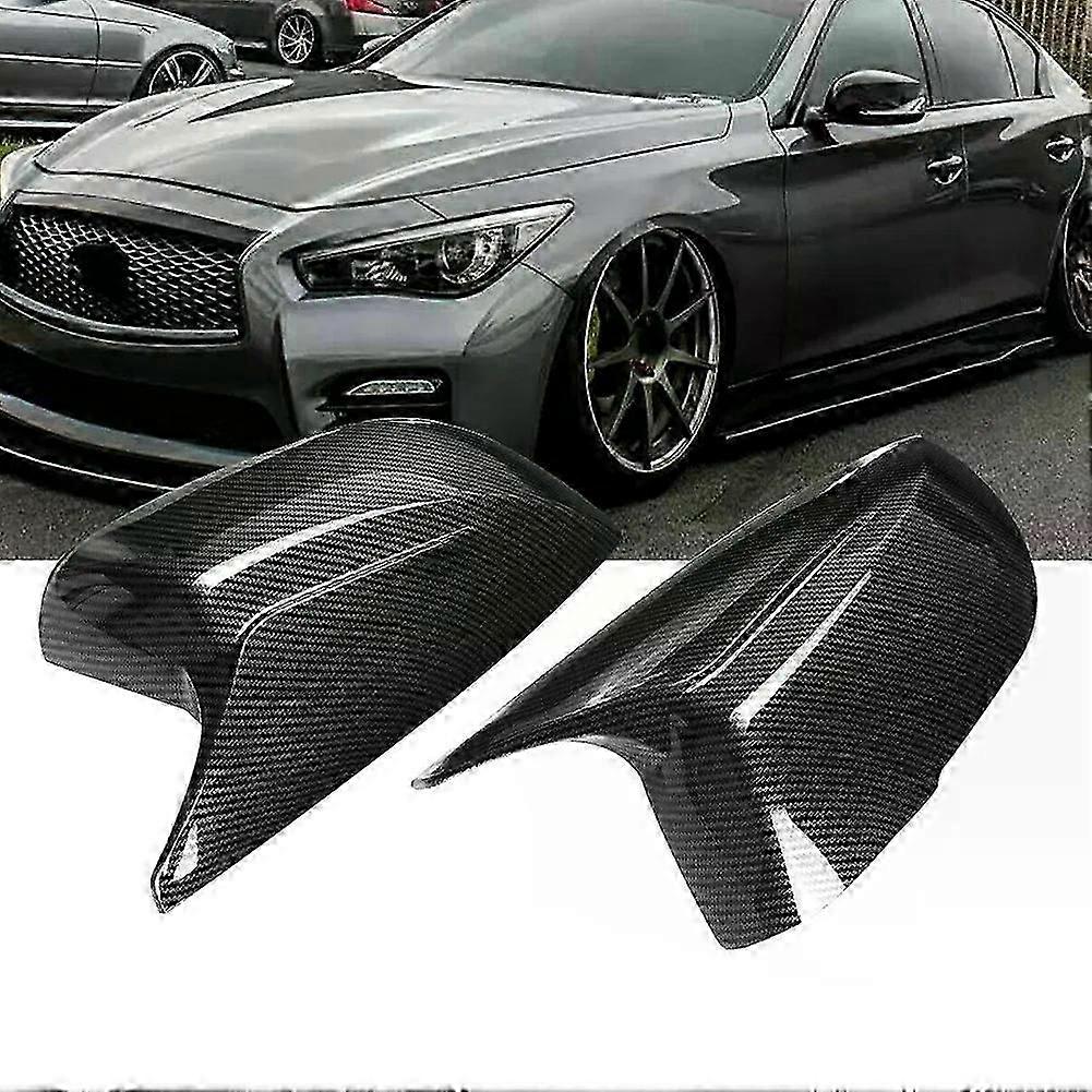 Suitable for Infiniti Q50 Q60 Q70 QX30 2014- Carbon Fiber Color Rearview Mirror Cover Caps Side Door Mirror M Style Pair