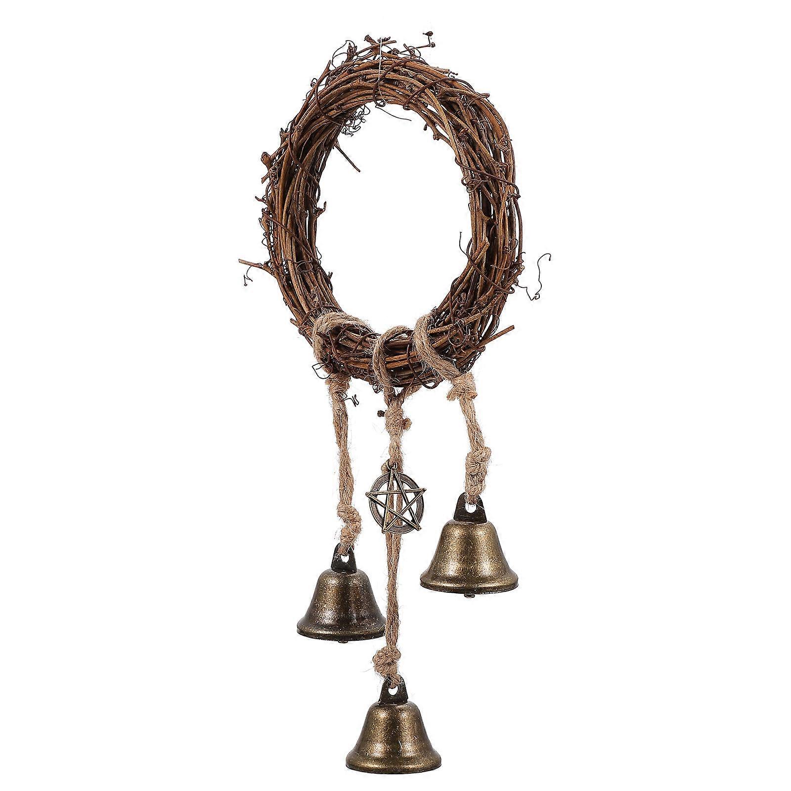Wind Chime Pendant Bells For Room Home Decor Back Door 27x12.5cm Rattan Iron Rope Glass Relaxation 1Set