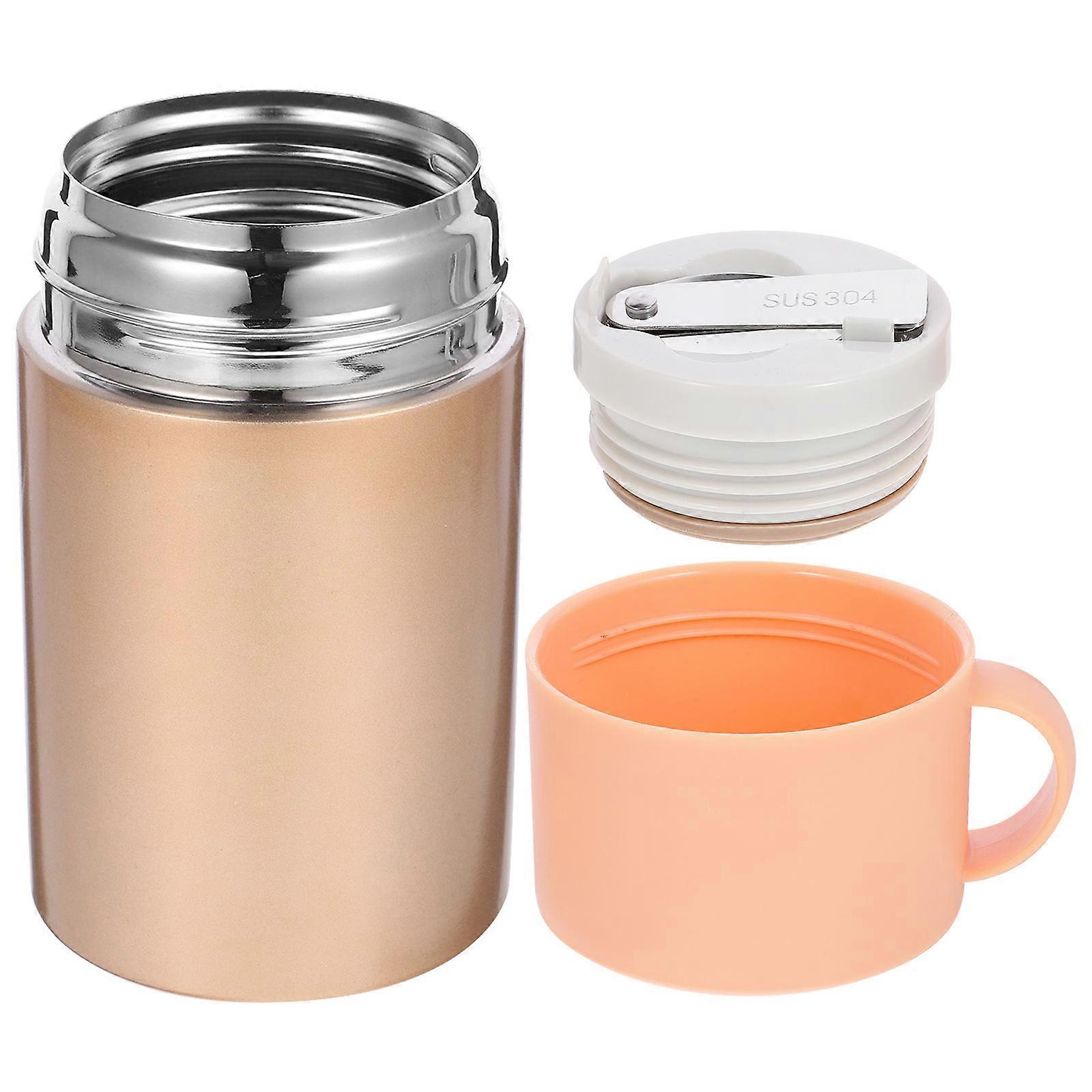 Insulated Food Jar with Spoon, Leakproof Thermal Container for Hot Meals, Easy Clean, Cartoon Design, Great for School, Work, Office Use
