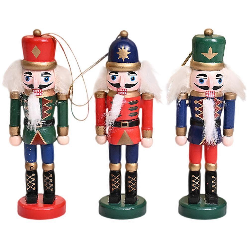 Nutcracker Crafts Ornament Sturdy Christmas Tree Hanging Ornaments Colorful Nutcracker Shape 4.72X1.97X1.18in 3Pcs