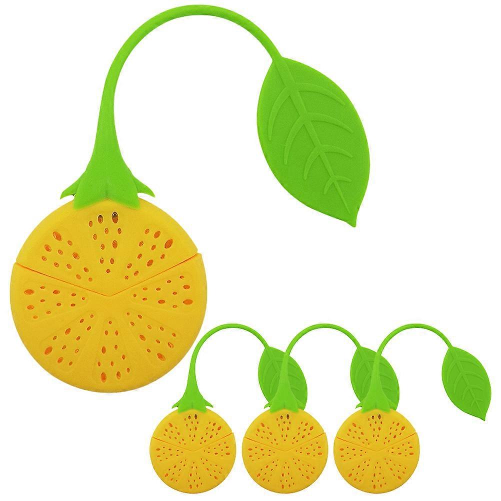 Loose Leaf Tea Filter Lemon Shape Simple Appearance High Class Silicone 18.7x5cm Practical Loose Tea Infuser 4Pcs