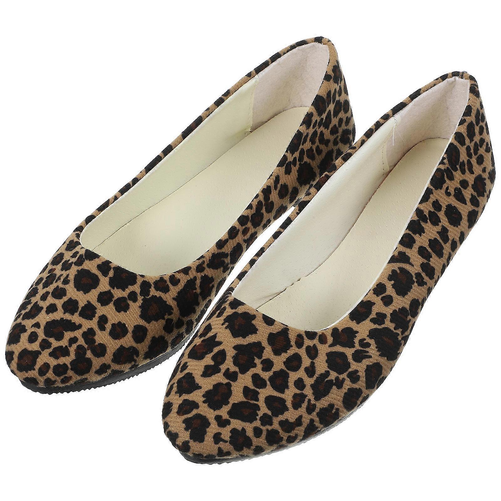 Buty Dla Kobiet Leopard Print Płaski Obcasy Khaki Rozmiar 40 1Para