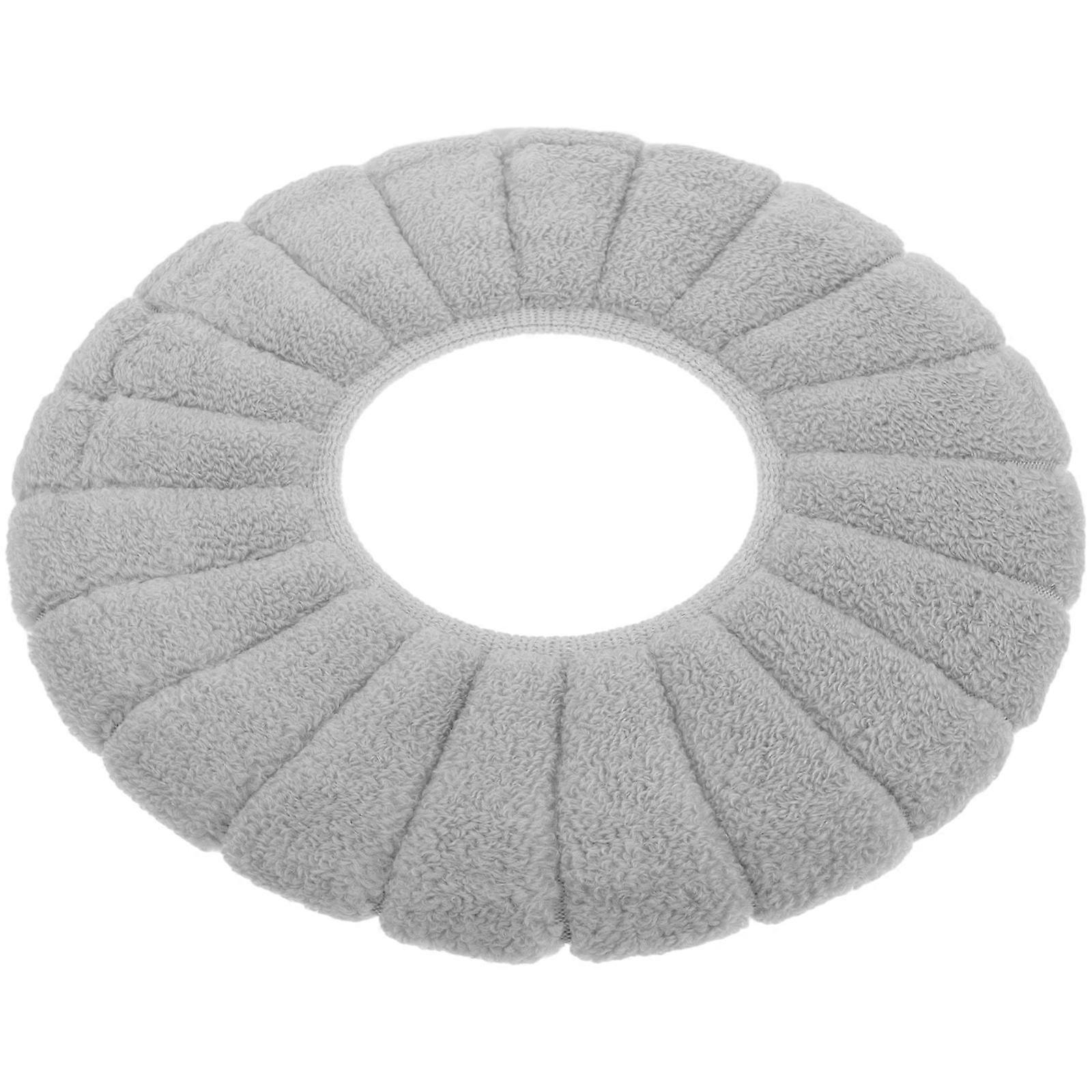 Warm Toilet Seat Cover Thicken Toilet Seat Cover Cushion Comfortable Reusable Fits Round Seats Light Grey 1Set