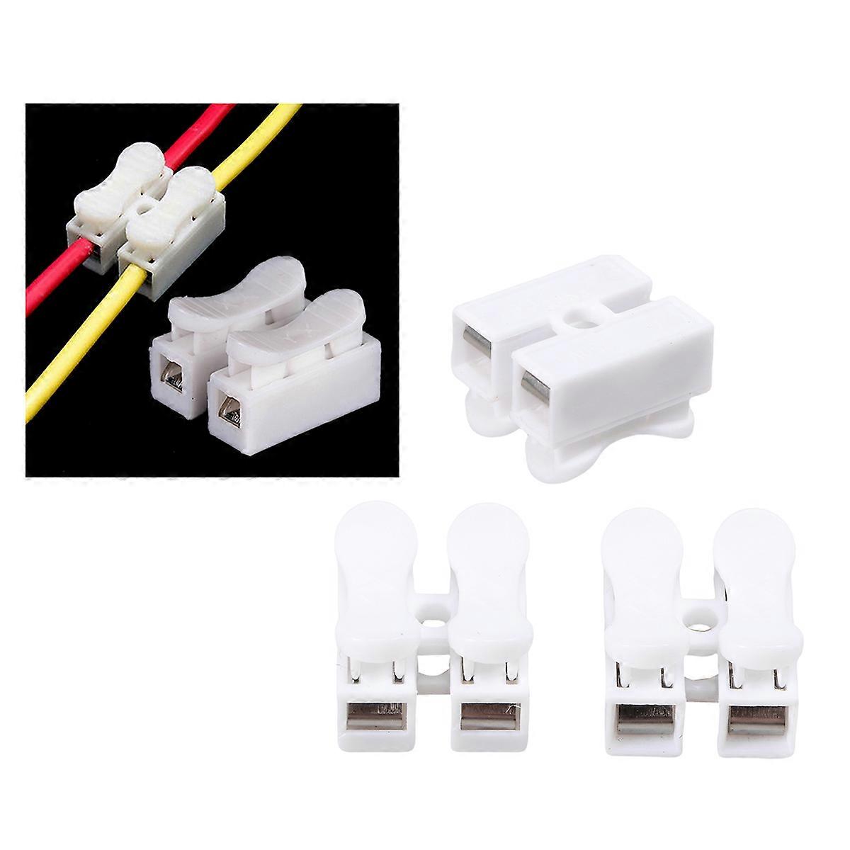 Electric Wire Terminal Block Two Position Butt Jointer White Flame Retardant Pp 50Pcs Set