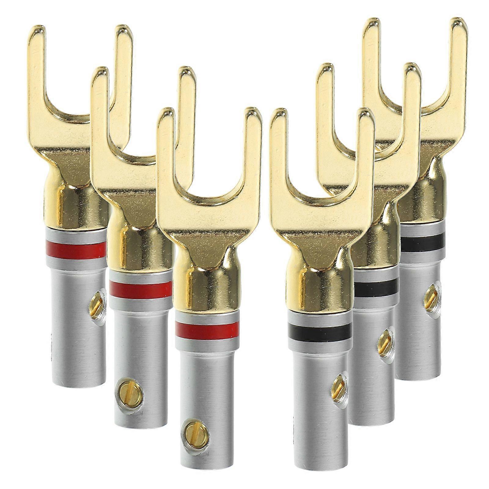 6pcs Speaker U-shaped Plug Screw Fork Cable Banana Plug For Signal Transmission