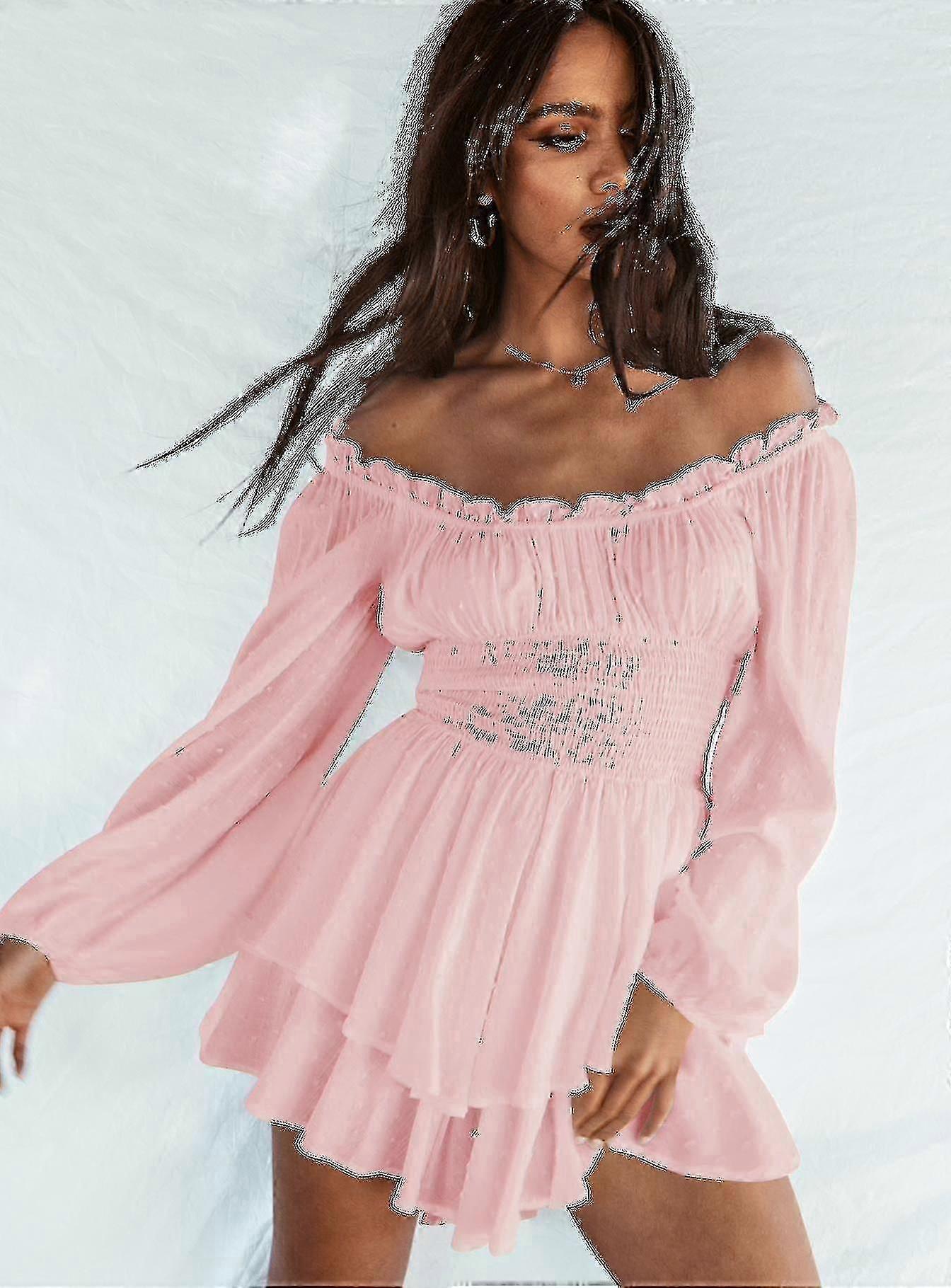 Női vállról hosszú ujjú Romper rövidnadrág Ruffle Jumpsuit játszóruha