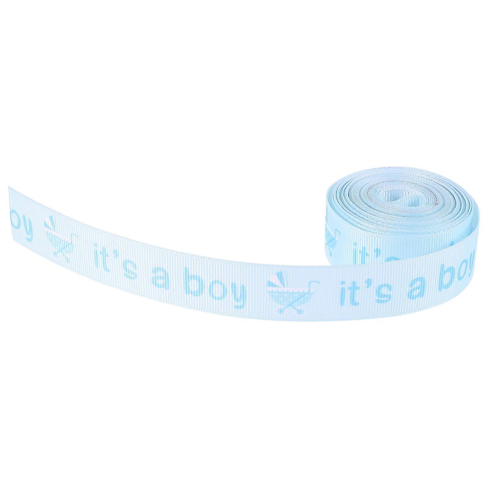 Happy Birthday Ribbon Fabric Ribbons For Baby Home Decor Sky-Blue 457.00X2.20X0.10CM Present Wrapping 1 Roll