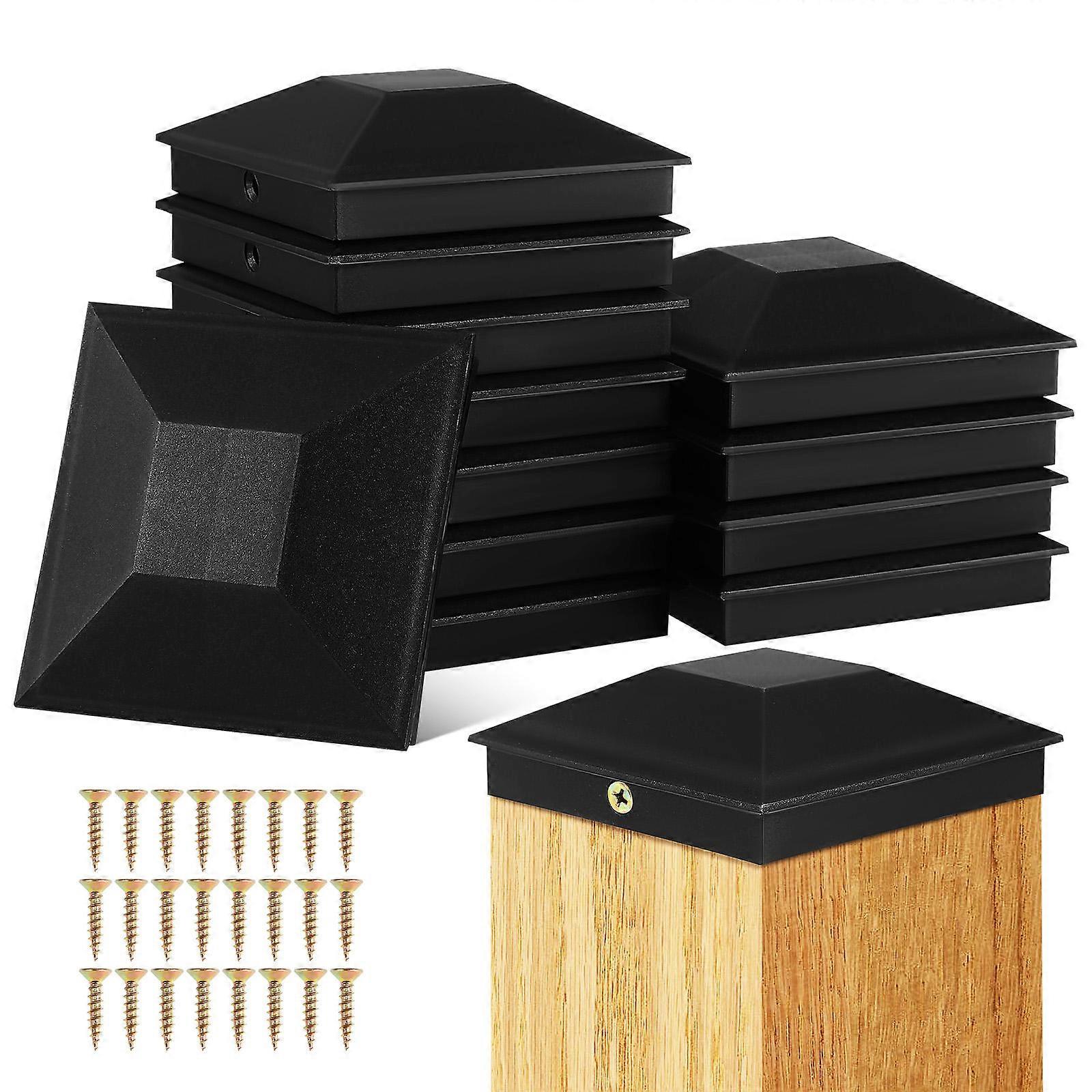 12pcs Outdoor Fence Post Caps with Screws – Weather Resistant Covers for Porch, Garden & Railings – Easy Install, Compatible with Standard Fencing
