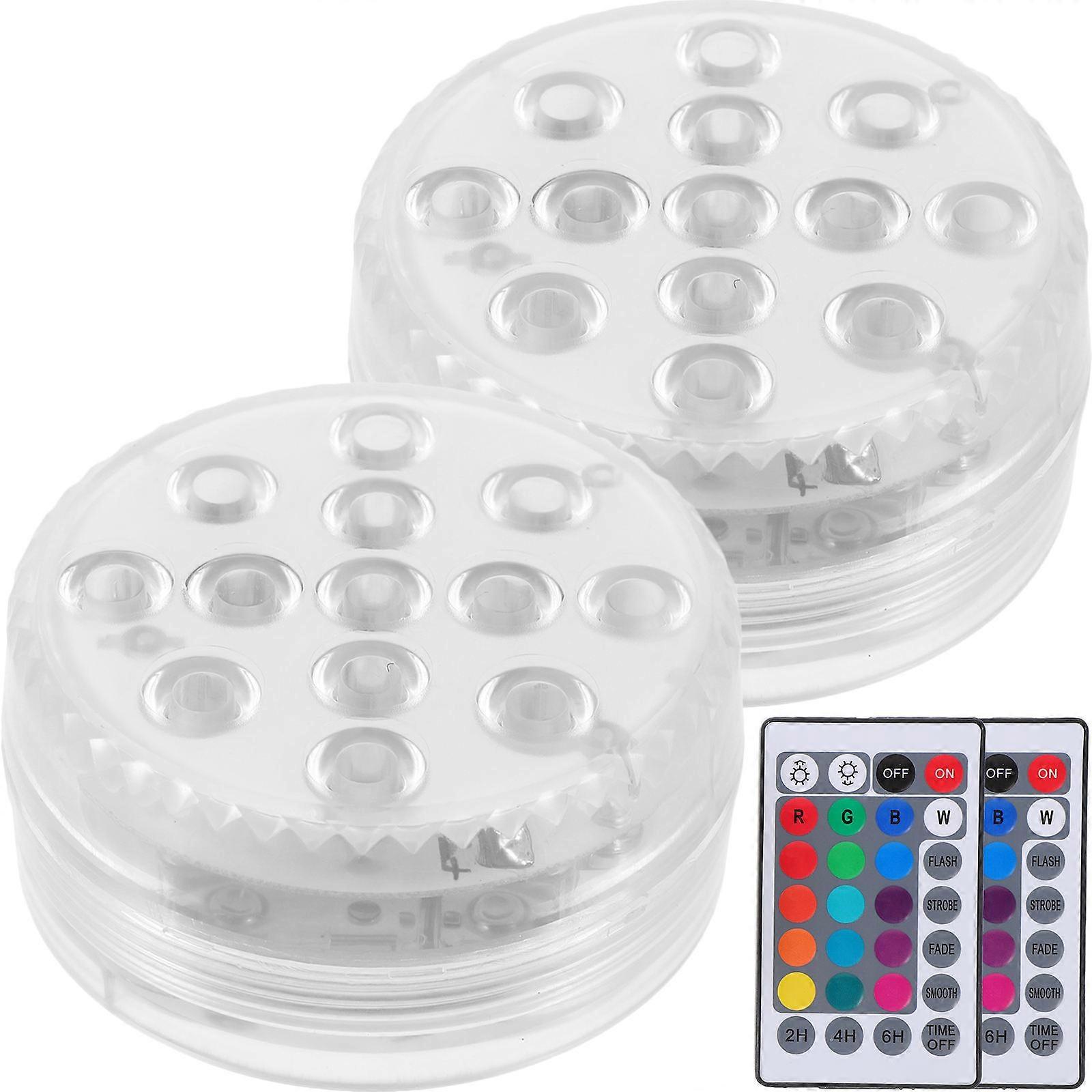 Remote Control Color Change LED Underwater Light Lamp For Garden 7X7CM 2Pcs