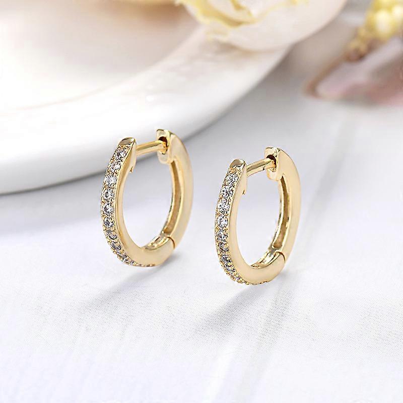 14K Gold Plated Cubic Zirconia Cuff Earrings Stud