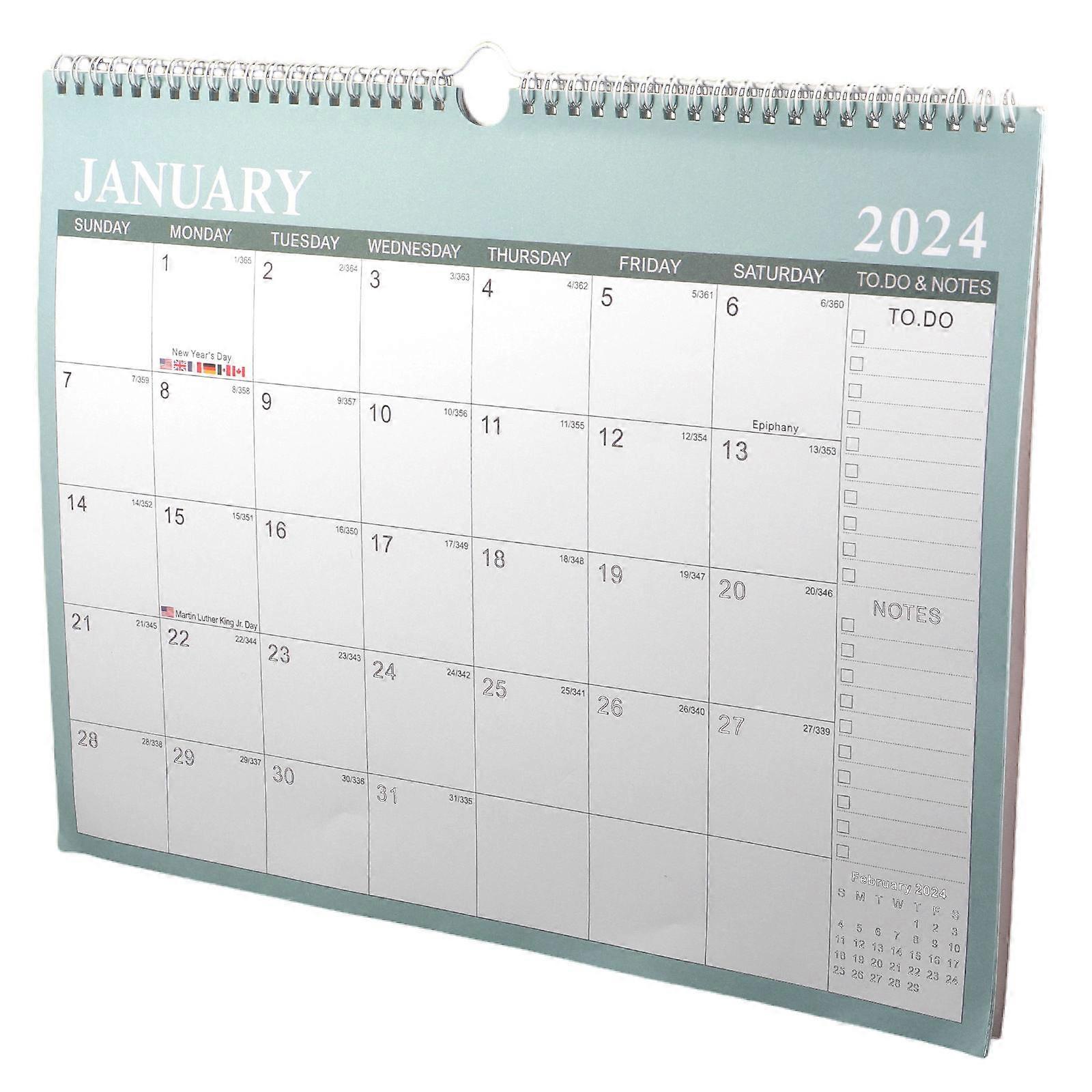 Sturdy Hanging Calendar Monthly Wall Calendar Home Accessory Green Rectangular Time Management 1Pack