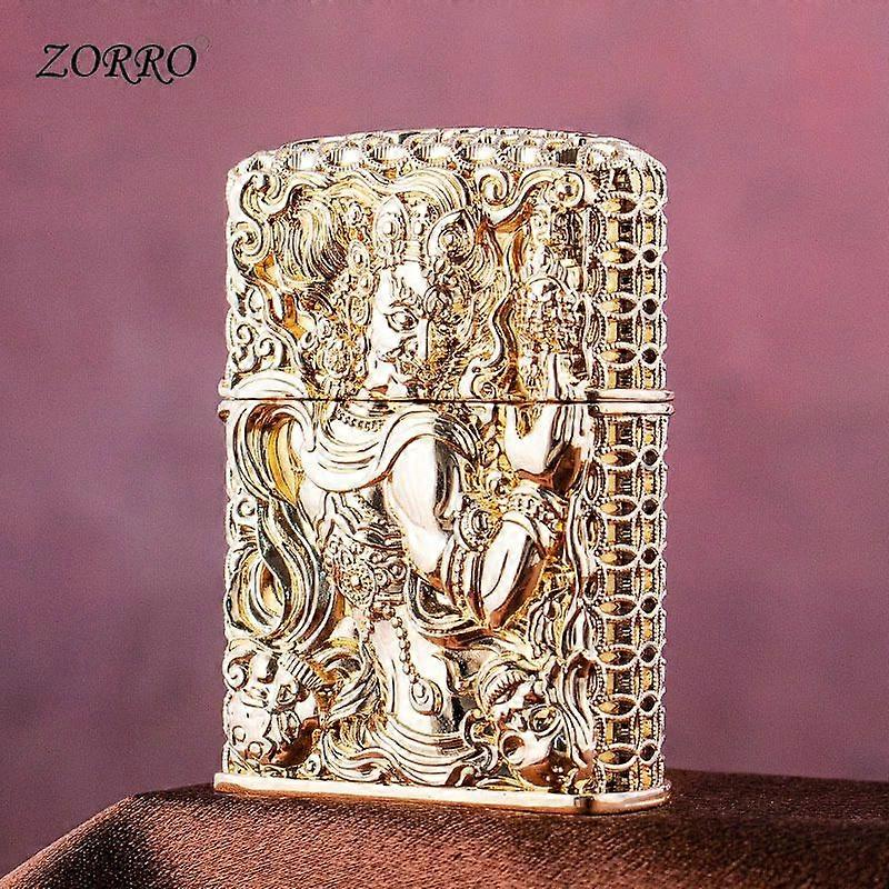 Zorro Zorro Heavy Armor Embossed Hollow Creative Immovable King Kerosene Lighter Windproof Gift To Friends