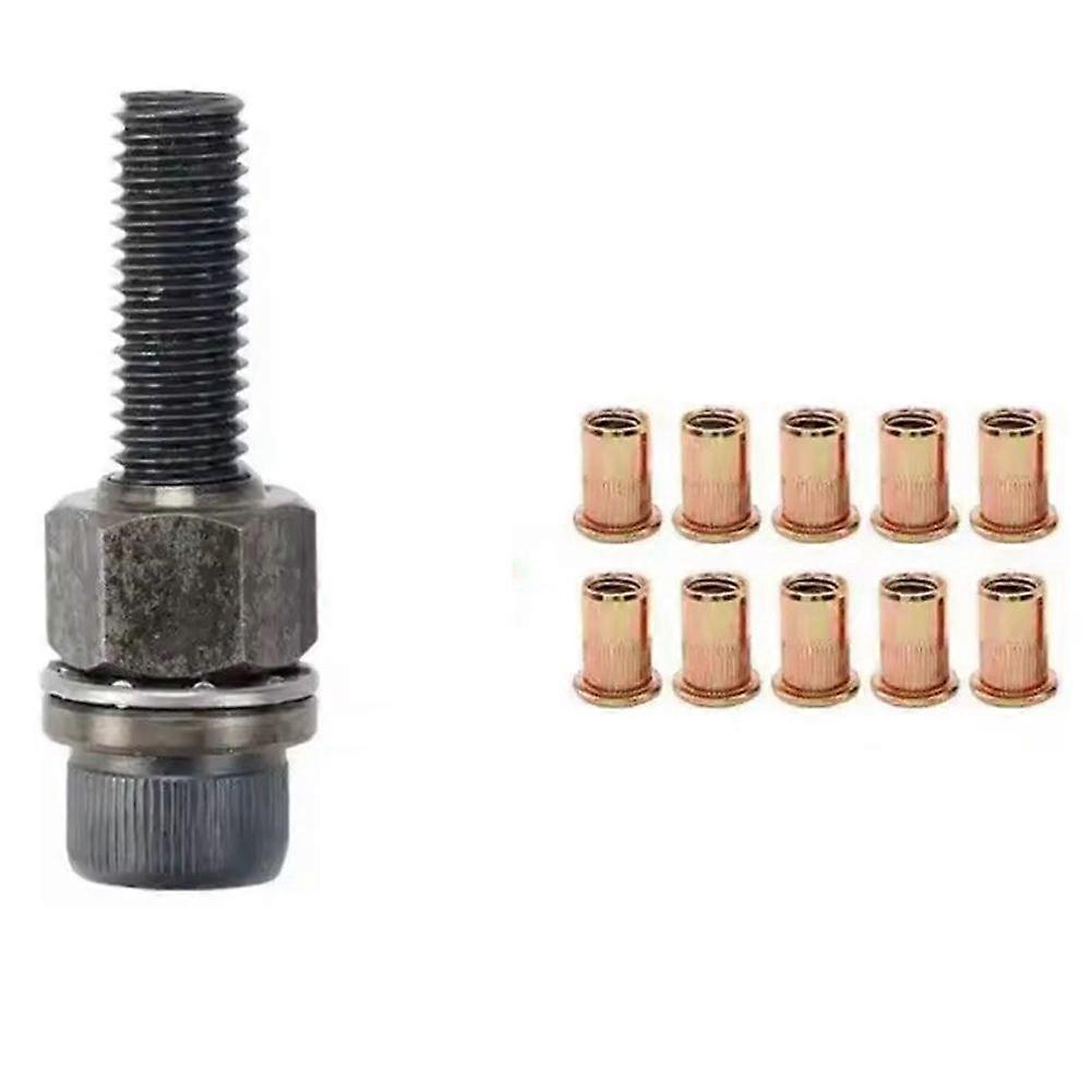 Manual Rivet Screw Riveter Rivet Nut Tool Adapter Metal License Plate Simple Installation 11pcs M10