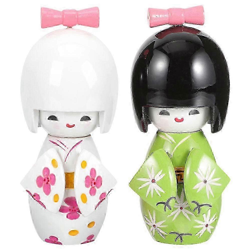 2 قطعة كيمونو دمية مجلس الوزراء تماثيل خشبية لديكور طاولة المطعم الياباني