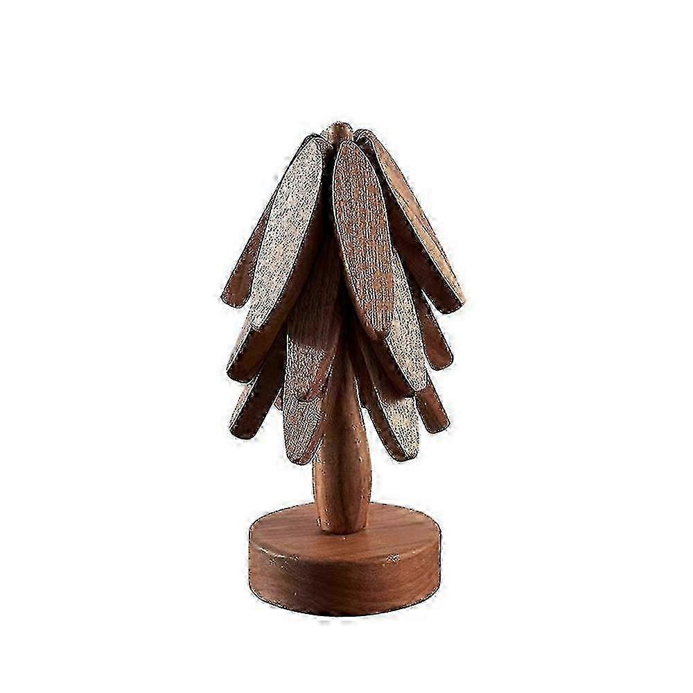 Wooden Trivets for Hot Dishes Tree Shape Trivet Set Coaster for Teapot Pots--Walnut