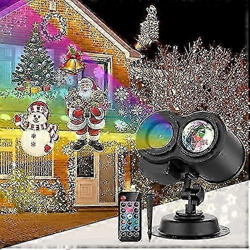 Christmas Projector Lights 16 Patterns LED 10 Colors Water Wave Effect 2 In 1 Remote Control Outdoor Projector Lamp