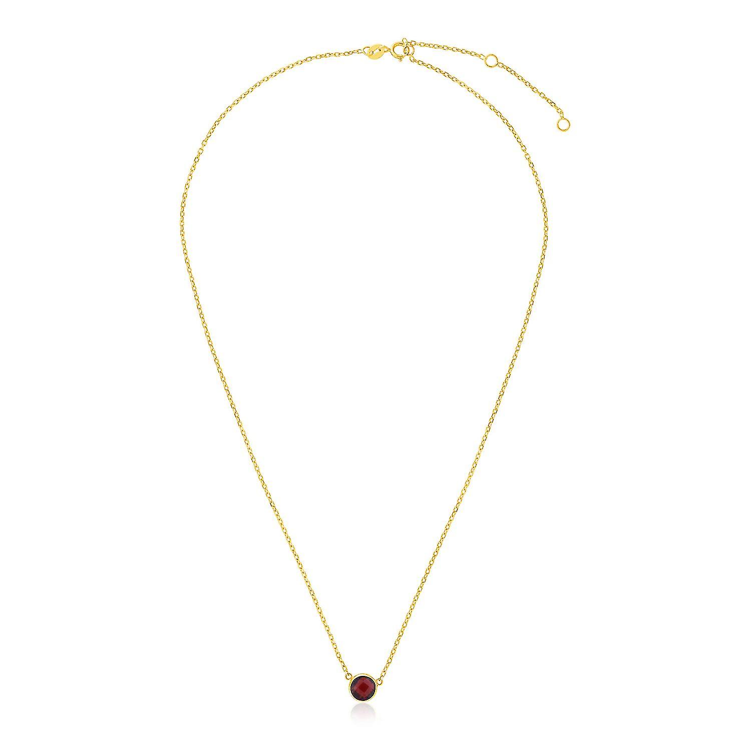 Collier de 17 pouces en or jaune or avec grenat rond