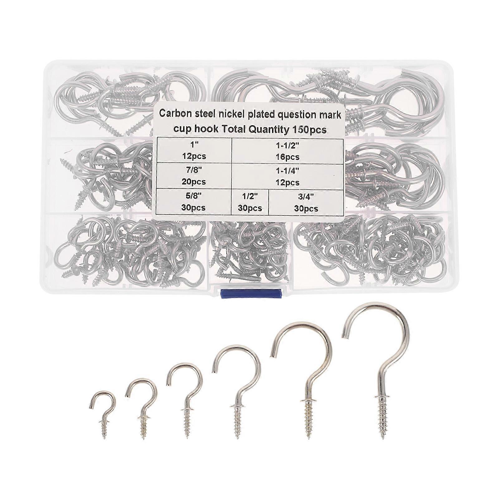 Silver Nickel Plating Hooks for Hanging Use 150 Pcs Screw Hooks for Kitchen Utensils