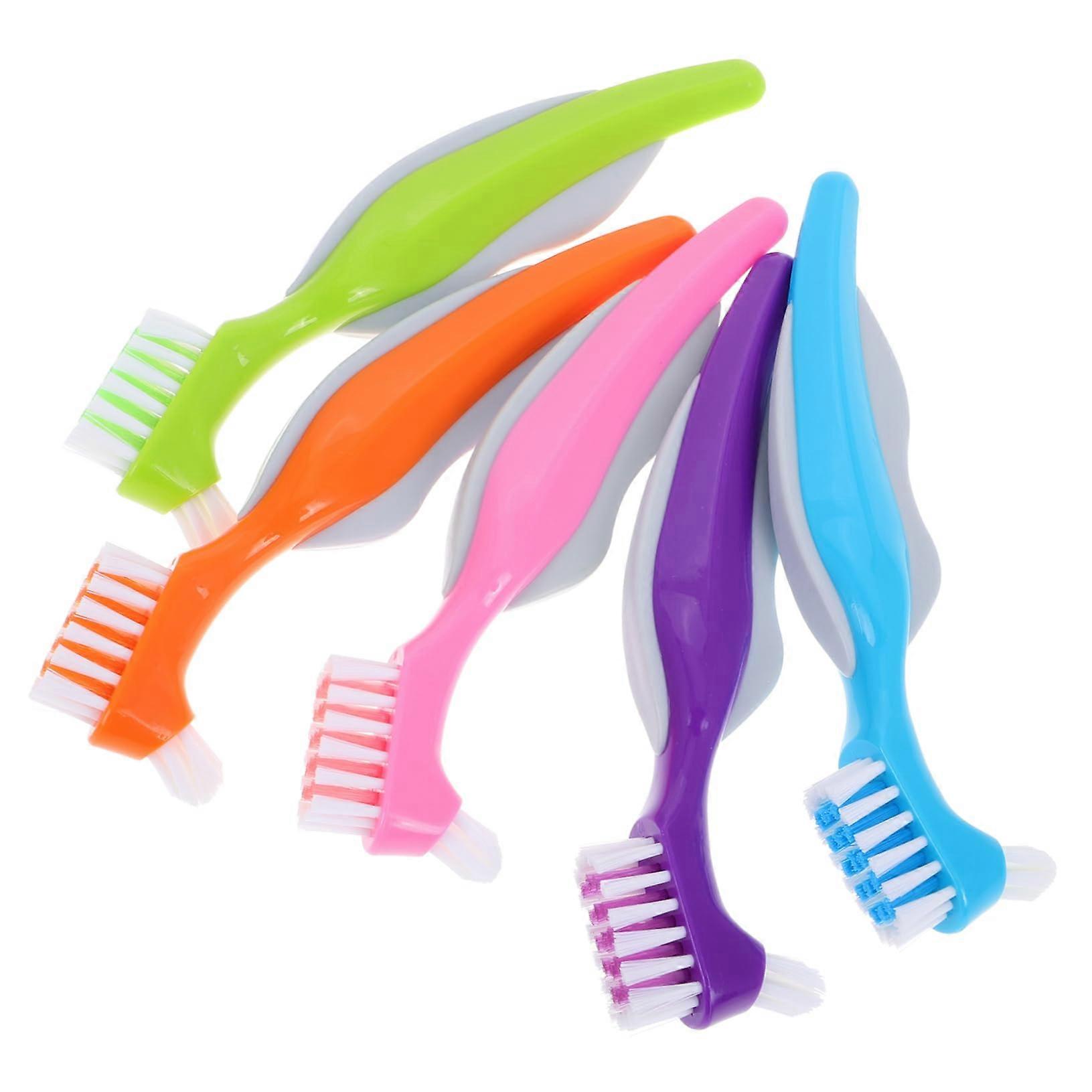 "5-Piece Soft Toothbrush Set for Dentures, Portable Double-Head Design with Gentle Bristles for Seniors"