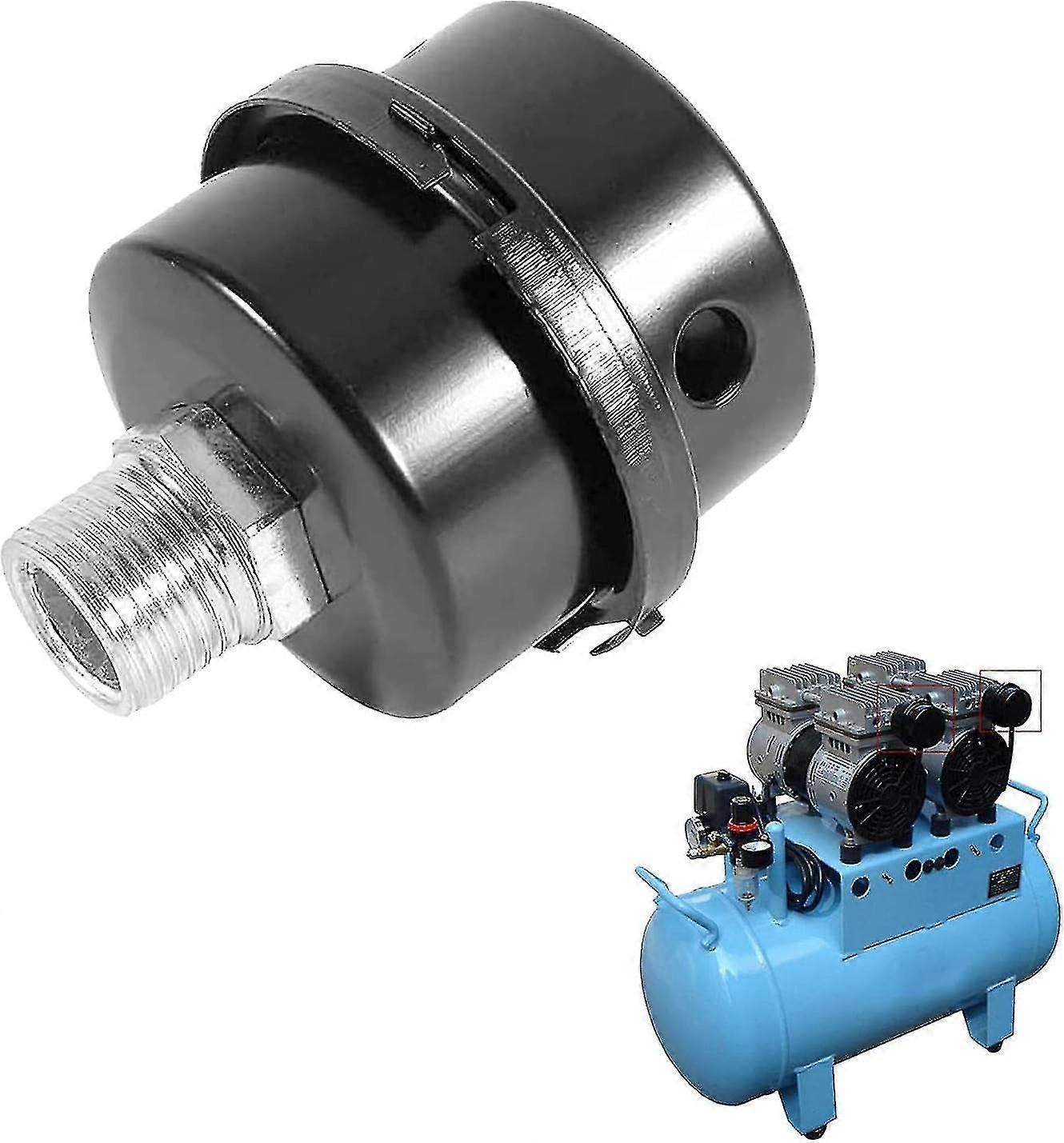 Compressor Air Intake Filter Muffler Black Metal Threaded Air Compressor Filter Replacement