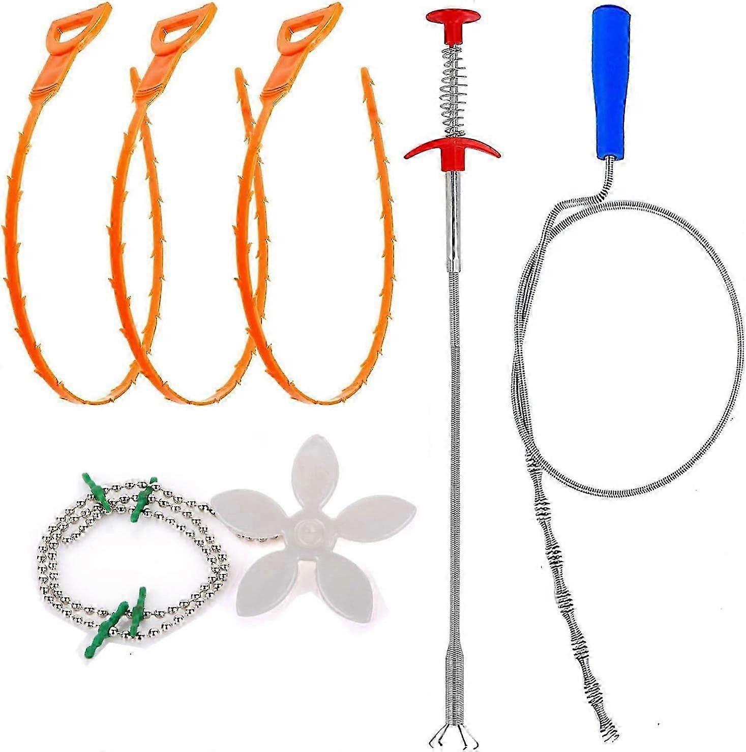 6-in-1 Reusable Drain Snake for Shower and Sink Unblocking