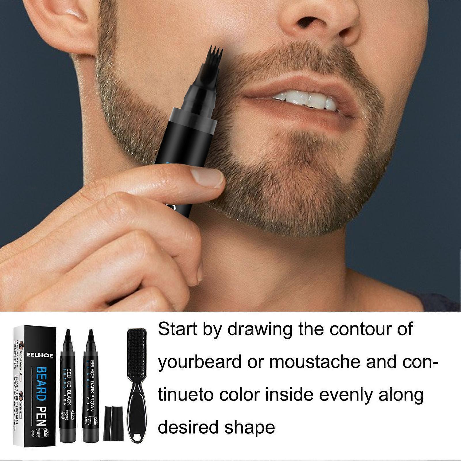 EELHOE Wild Bristle Lastics Care Brush Four Forks Head Beard Filler Pen Suit