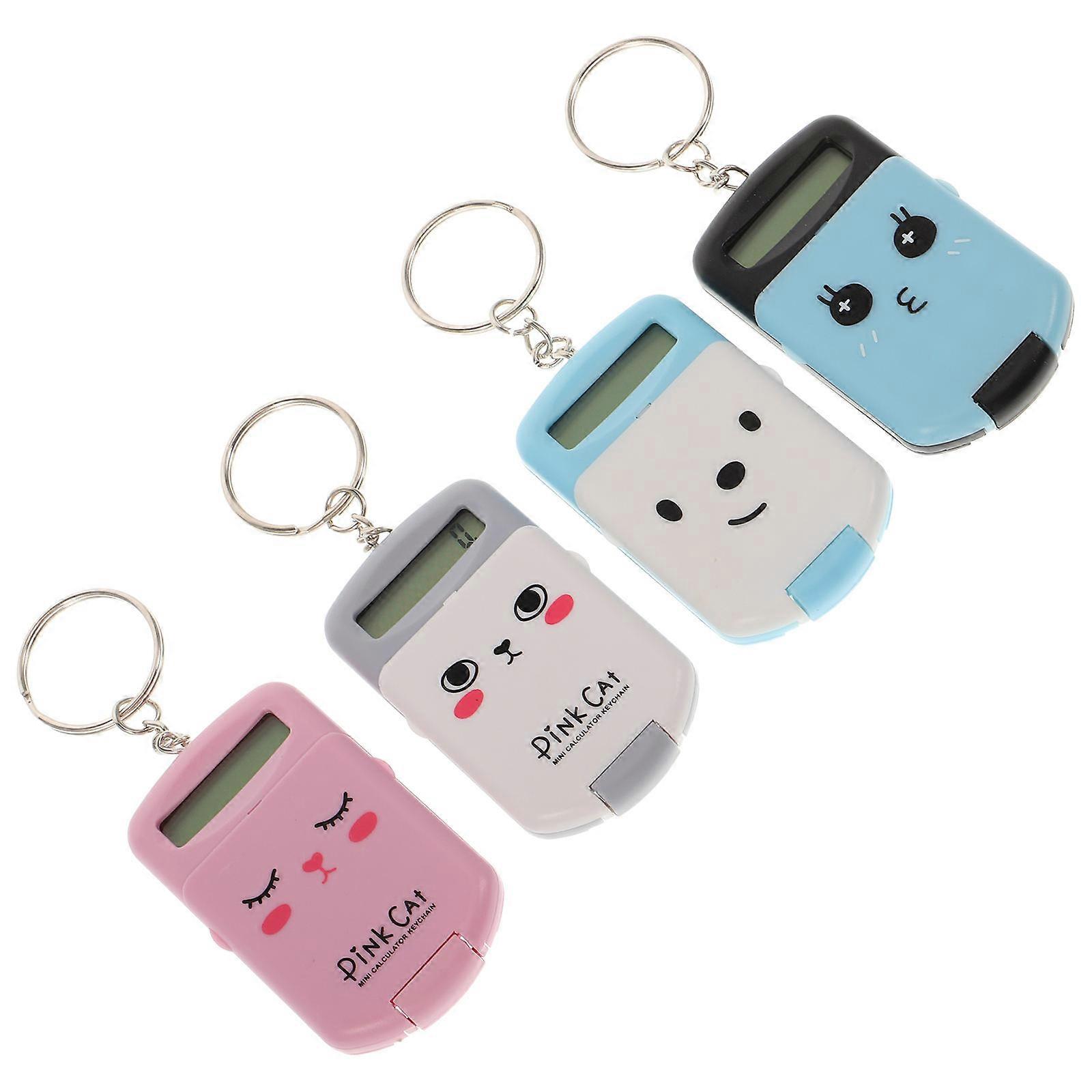 Mini Calculator Keychain Portable Calculators Small For Students Assorted Color 6.5X3.8CM Calculation 4Pcs