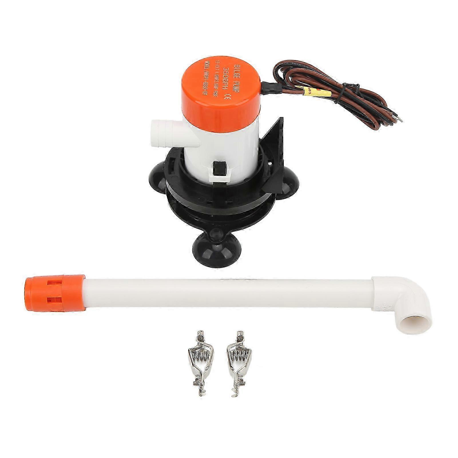 350GPH 12V Livewell Baitwell Aerator Pump Submersible Portable Bottom Suction Cup for Marine Use