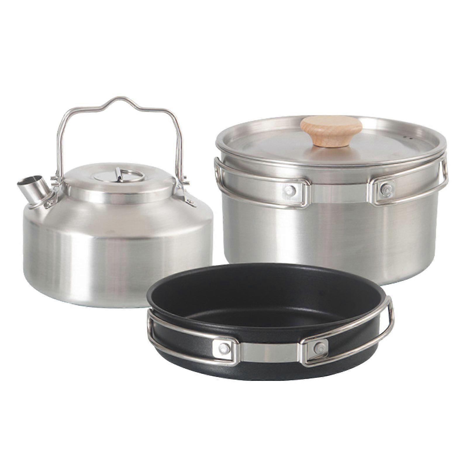 Camping Cookware Set Foldable Backpacking Camping Pots and Pans with KettleYMHC