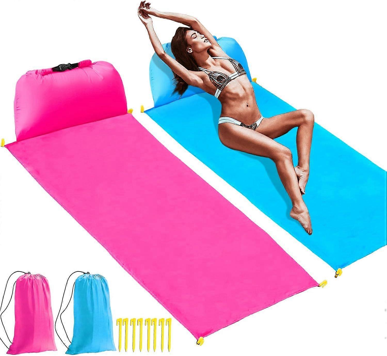 2025 Latest Model 2 pcs Inflatable Beach Chair and Beach Blanket Backrest Lounger with Car