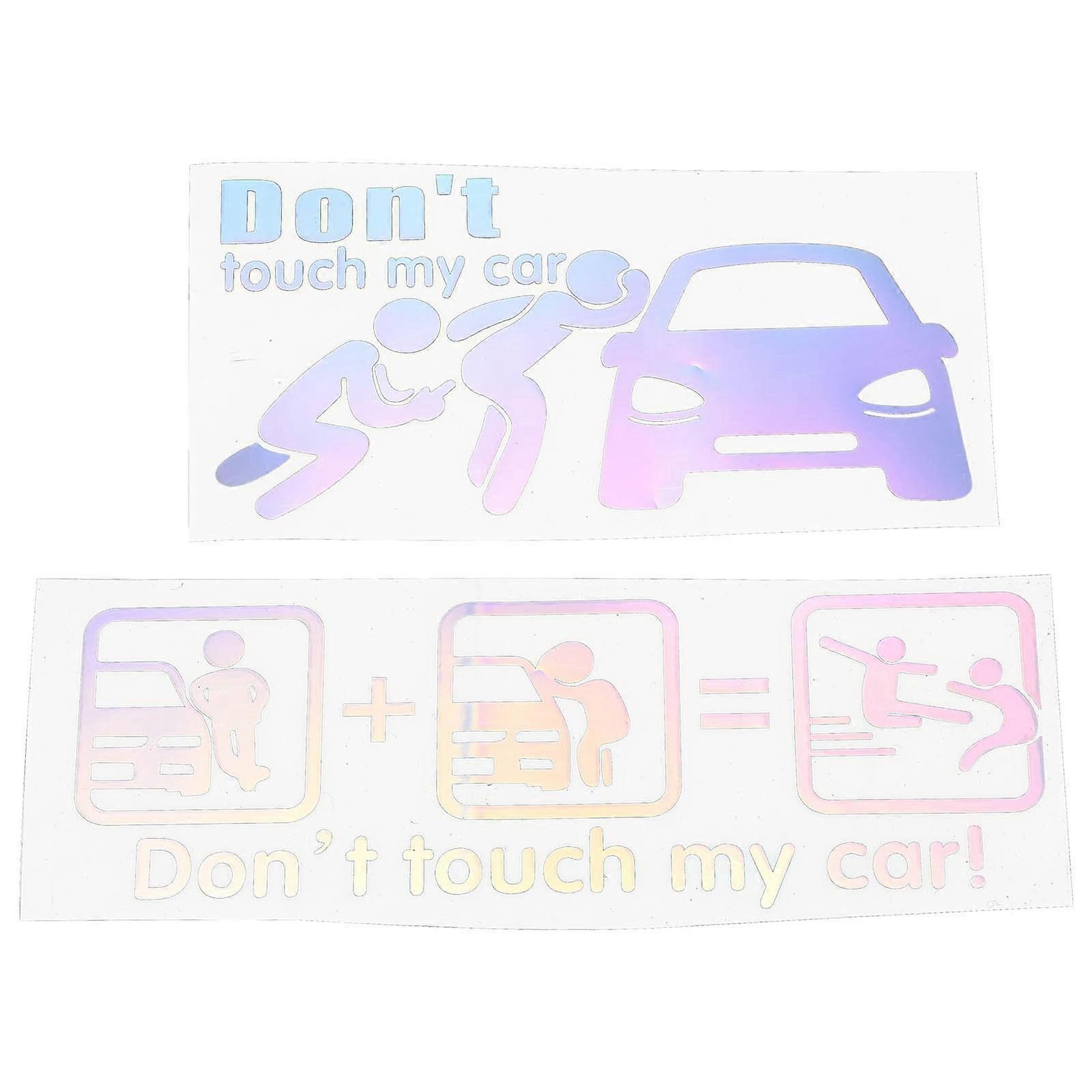 Reflective Stickers Funny Don't Touch My Car Sticker Safe Material Scratch Concealer Car Door 2Set