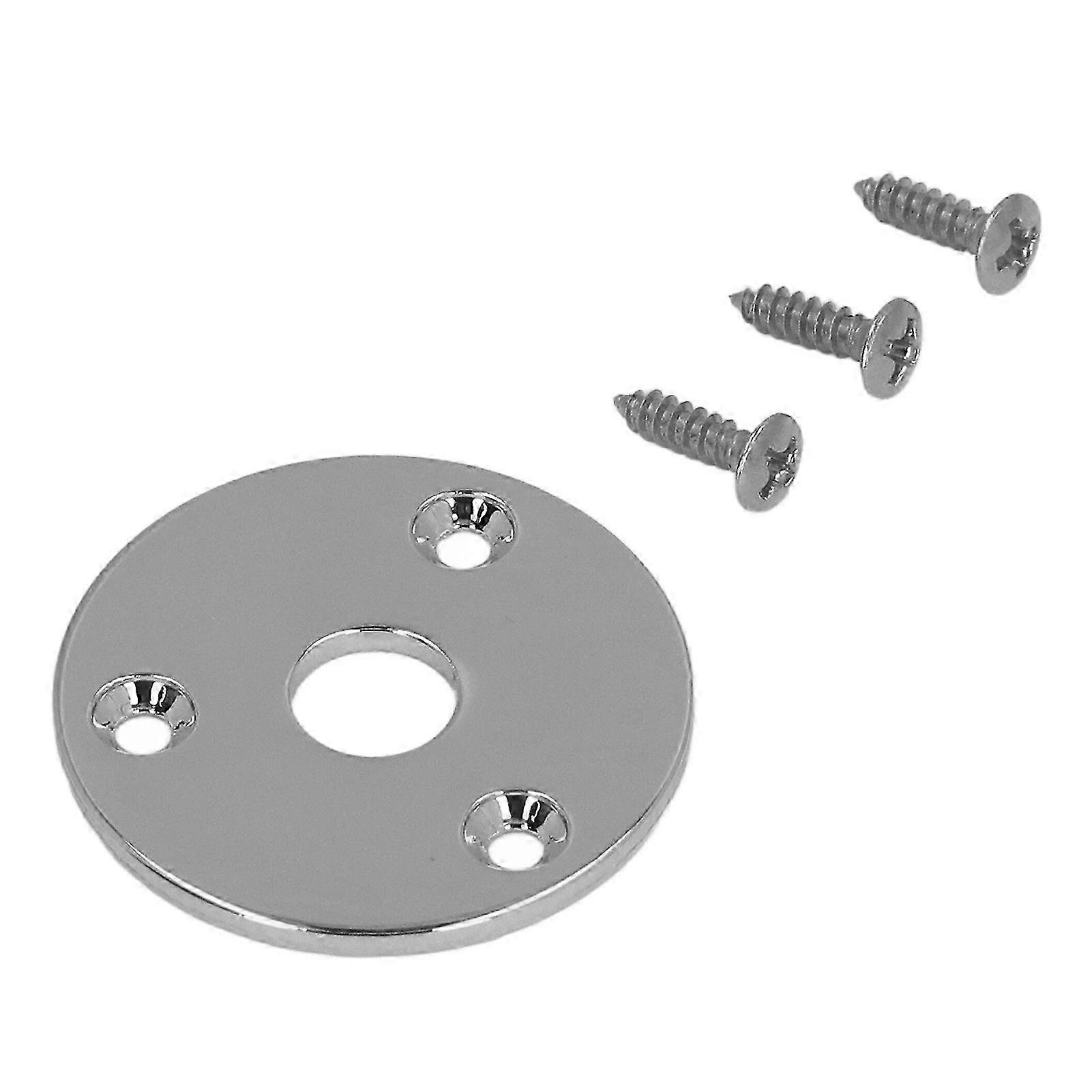 Round Metal Guitar Jack Socket Plate Cover Replacement Hardware for Bass - GT31 Chromium Input/Output with Mounting Screws