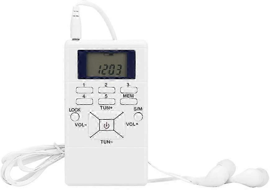 FM Pocket Radio - Mini Portable Radio Receiver LCD Display with Headphones - Personal Digital Tuning