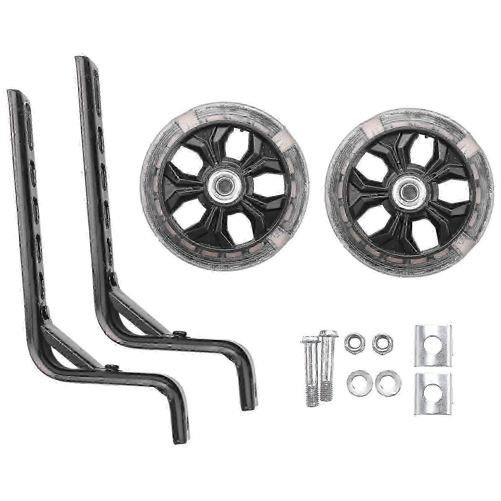 عجلات تدريب لدراجة أطفال مقاس 12 14 16 18 20 بوصة ، محمل قوس مقوى ، مثبت كتم الصوت مع فلاش (أسود) على الطريق السريع